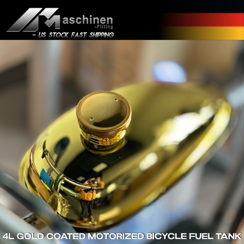 Réservoir Essence 2L Plaqué Or – Pour Vélo Motorisé 49-80cc – Avec Robinet – Neuf