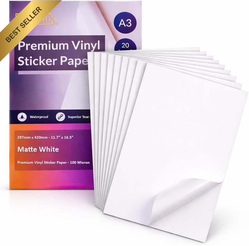 Australia Printable Vinyl Sticker Paper for Inkjet Laser Printer, Matte White, 2