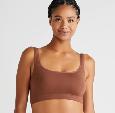 YUMMIE Women's Tanya Seamless Scoop Neck Wire Free Bra Size 2X/3X - Copper  Glow