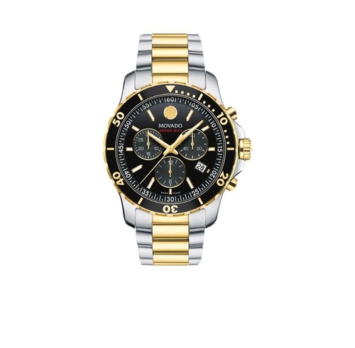Pre-owned Movado Brand  Series 800 Black Dial Two-tone Bracelet Men's Watch 2600146