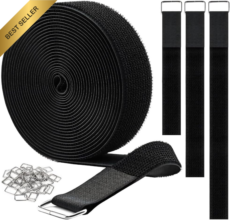 16.4Ft X 0.8In Adjustable Cable Straps with 25 Buckles, Free Cut Length, Black R