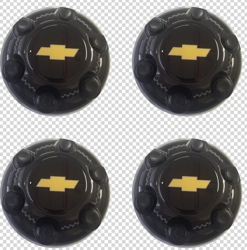 4pcs Chevy Silverado 1500 Tahoe Replacement 6LLUGS BLACK Center Cap w/ black Nut