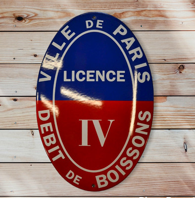 Plaque émaillée LICENCE 4 débit de boissons Paris bar brasserie