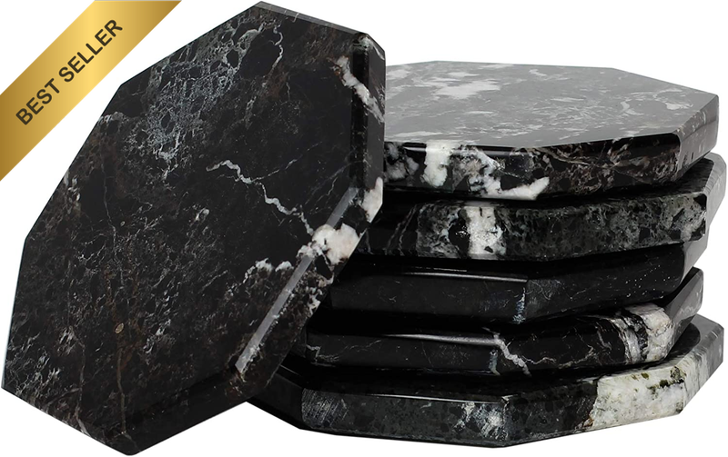 6Pcs Black Marble Star Drink Coasters Handmade 3.5