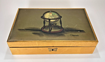 Vintage Tilso Japan Hand Painted J Sugimoto Jewelry Keepsake Hinged Wood Box
