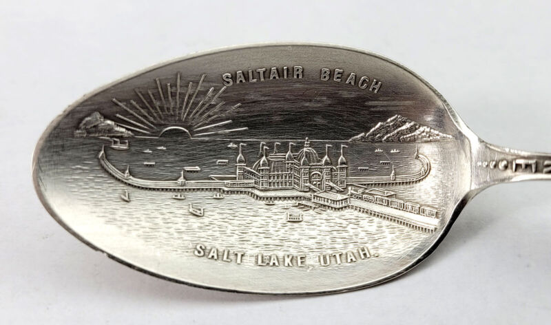 ANTIQUE - SALTAIR BEACH - Salt Lake City Utah - Sterling Silver Souvenir Spoon
