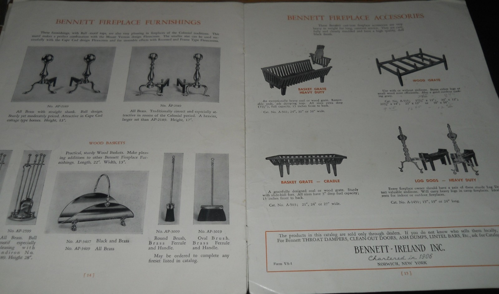 1920's Dealer Catalog~Flexscreen Fireplace Cover/Fireplace Accessories~Illus