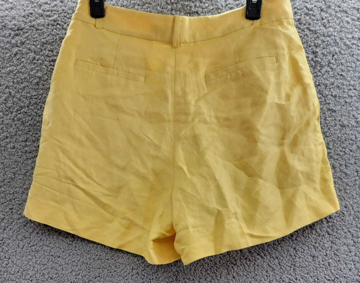 Lauren Ralph Lauren Pleated Linen Blend Shorts Women's 10 Primrose Yellow Solid - Picture 12 of 19
