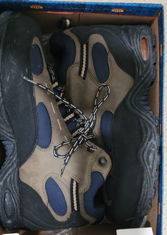 Route 66 Men's Size 12 Brown/Beige Lace Up Hi Top Leather Hiking Ankle Boots