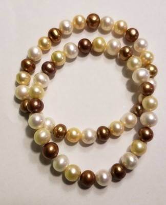 Honora Round Cultured Pearl~Stretch Bracelets~7.0mm-7.5mm~Multi-Colored~~