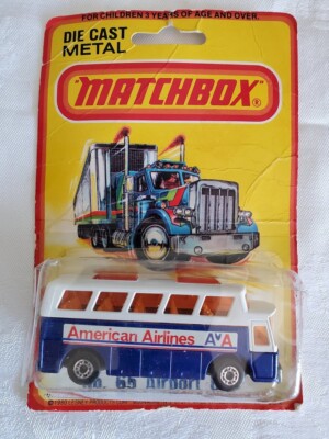 Vintage 1977 NIB Lesney Matchbox Superfast No.65 Airport Bus American Airlines