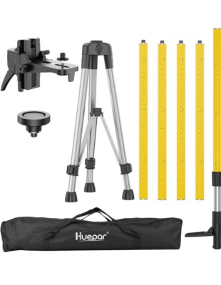 Huepar Adjustable Telescopic Laser Pole 3.7m With Tripod - 5/8'' Read Description