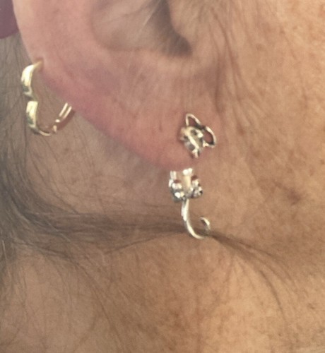 アクセサリー Animal Fetish Pierced Earrings - Silver Cute 925 Silver Cat Animals Piercing Earrings Stud Charm