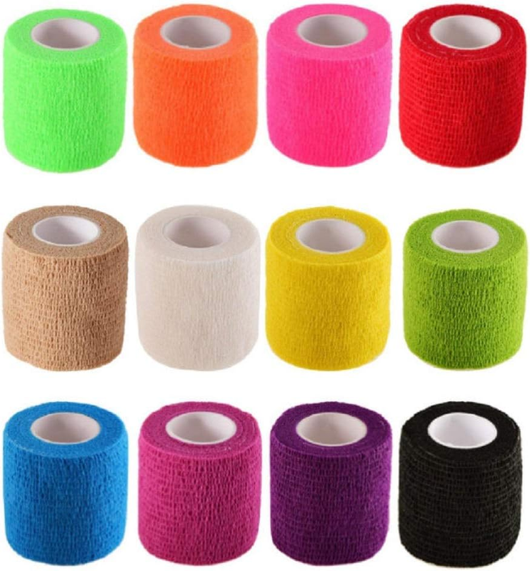B&S FEEL Self-Adhesive Elastic Wrap Bandage Tape(2 Inches X 5 Yards, Pack of 12)