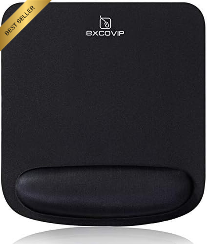 Large Ergonomic Mouse Pad with Wrist Support, Non-Slip Base, Black