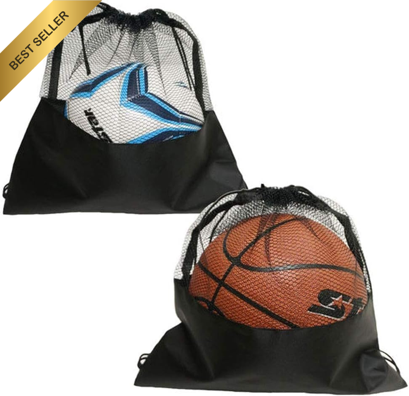 2 Pack Extra Large Sports Ball Net, Mesh Soccer Team Balls Bag, Drawstring Sport