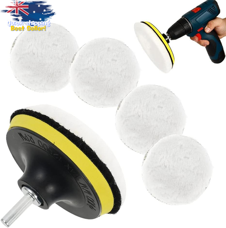 7 Pcs Wool Polishing Pads Kit for Car Buffer Foam Waxing Bonnets Wheel Pad
