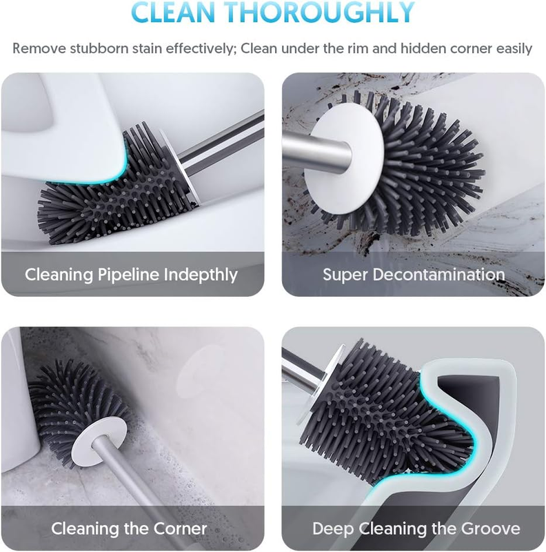 Toilet Brush and Holder,  Toilet Brush Silicone Toilet Bowl Brush and Holder for
