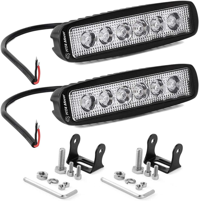 YITAMOTOR 6 Inch LED Light Bar 2PC 18W Super Bright LED Work Light Pods Single R