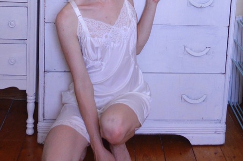 Vintage Barbizon Slip Ivory Satin Midi Dress Lace Trim fits Womens S