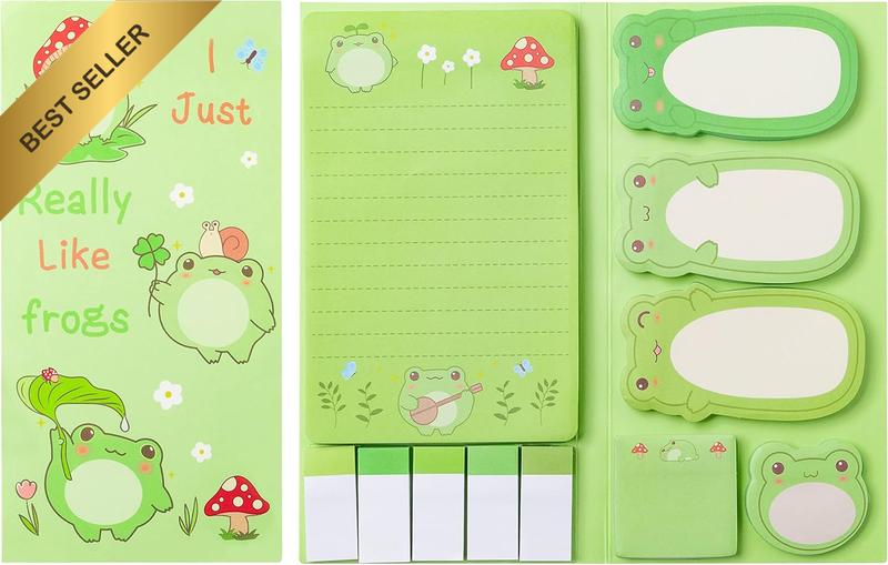 I Just Really like Frogs Sticky Notes Set, 550 Sheets, Cute Cartoon Frogs Self-S