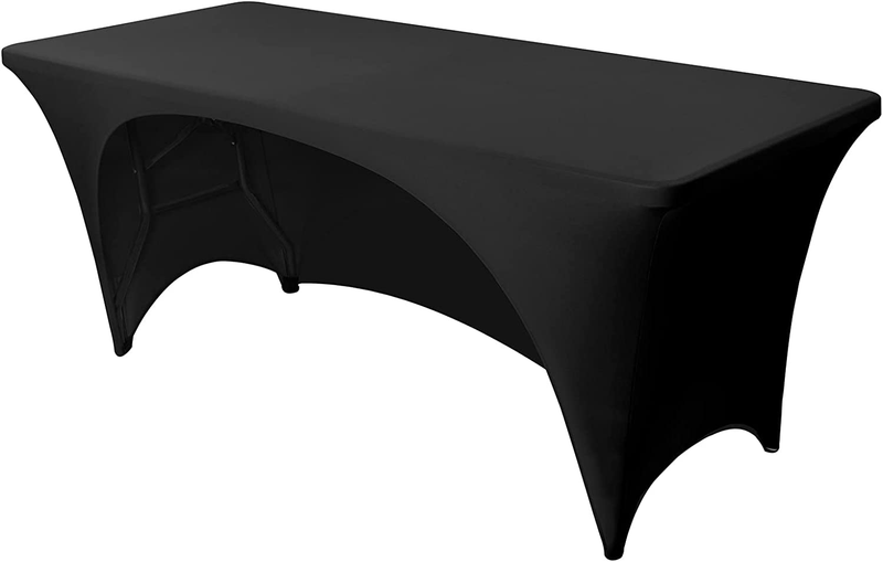 Black 6ft Table Spandex Elastic Open Back Stretch Events Tra