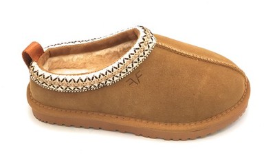 Funny Duck WD55-4000 pantofola camoscio camel fodera pelo-ricamo fondo gomma 5/6