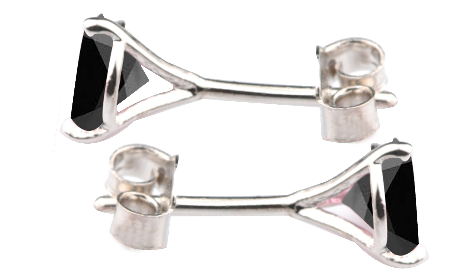 Pre-owned Planet Technology 3.00ct Round Shape Natural Black Diamond Women's Studs In 925 Sterling Silver In Jet Black