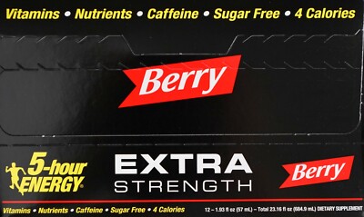 5-Hour Energy Extra-Strength Berry Flavor Vitamins Sugar-Free