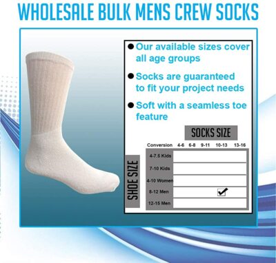 Pre-owned Yacht & Smith 240 Pk Mens Wholesale Bulk Cotton Socks,sport Socks 8-12 (white)-mens Crew Socks