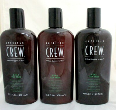 American Crew 3 In 1 Tea Tree Shampoo Conditioner  Body Wash, 15.2  oz  3 PACK
