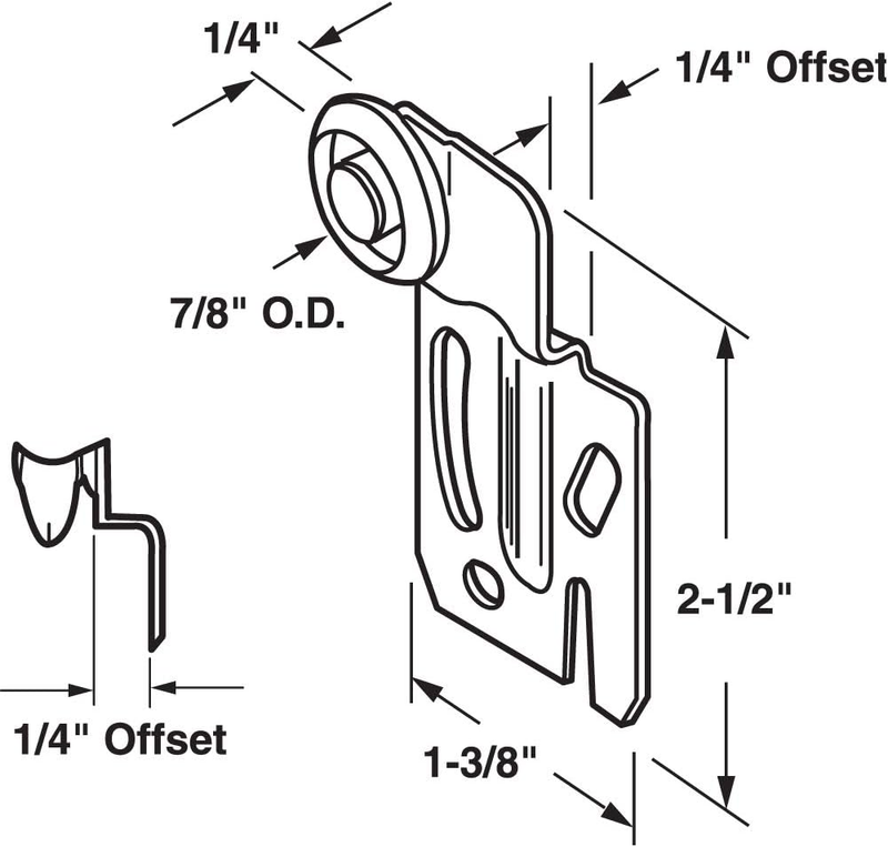 16216-F Closet Door Roller, Front, 1/4 Inch Offset, 7/8 Inch Nylon Wheel (2-Pack