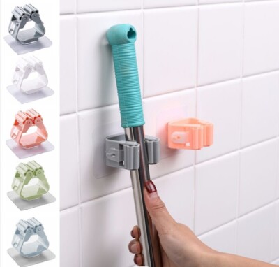 5 Self-Adhesive Broom Mop Holder - Wall Mounted, No-Drill Space-Saving Oragnizer