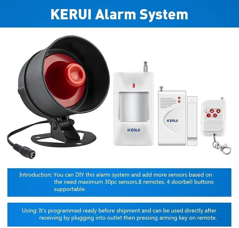 Home Security System Indoor Outdoor Weather-Proof Siren Window Door Sensors New