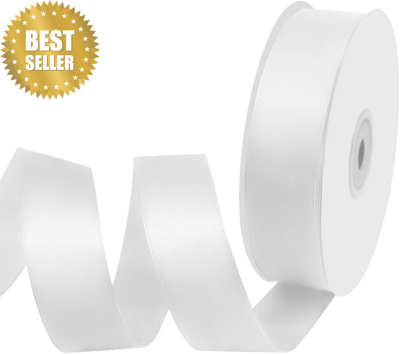 White Ribbon 4Cm 100 Yards Double Sided White Ribbon for DIY Crafts Bow Making G