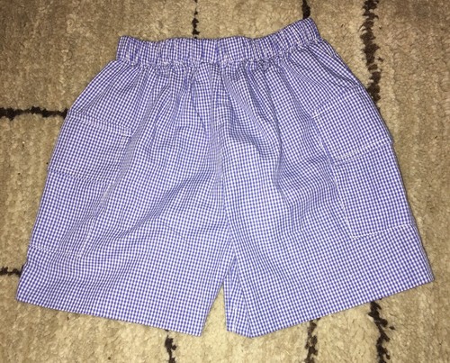 Vive La Fete Blue Mini Check Gingham Cargo Shorts BOYS SIZE 2