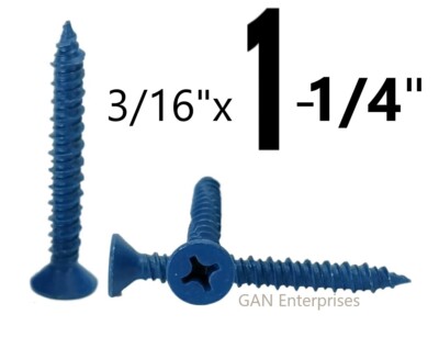 Concrete Flat Head Phillips 3/16 x 1-1/4'' block, Brick, Masonry Screw Tapcon