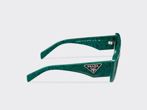 Pre-owned Prada Symbole Pr 13zs 16d5so Green Marble Grey Lems Women Sunglasses In Gray