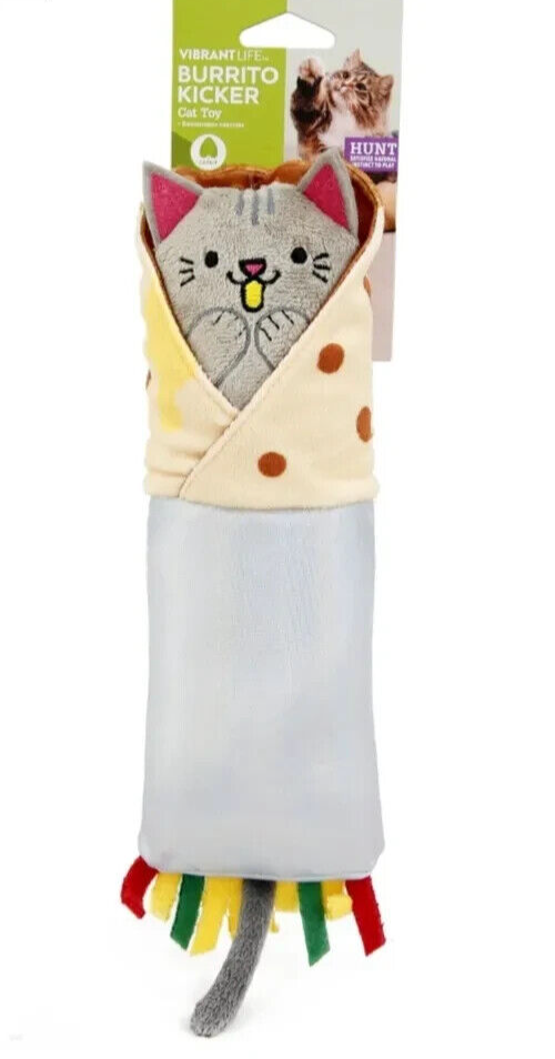 Vibrant Life Cat Toy Burrito Kicker  Play Hunt Catnip Crinkle Toy