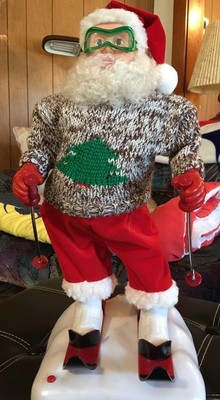 Gemme Christmas 1998 Skiing Santa in Original Box Music is Let It Snow