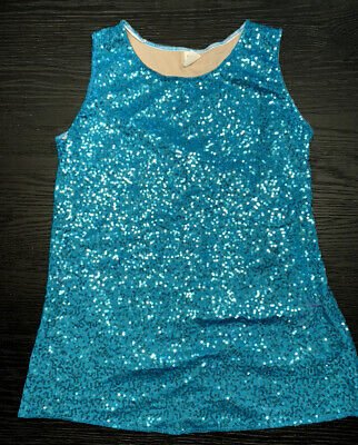 Girls Blue Ice Skating shirt tank top sparkly costume by Non Stop Dancing 