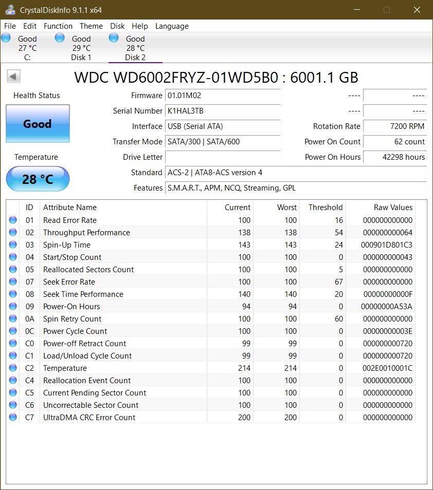 Western Digital WD Gold HDD WD6002FRYZ 6TB w/ 128MB Cache SATA III 6Gb/s 7200rpm