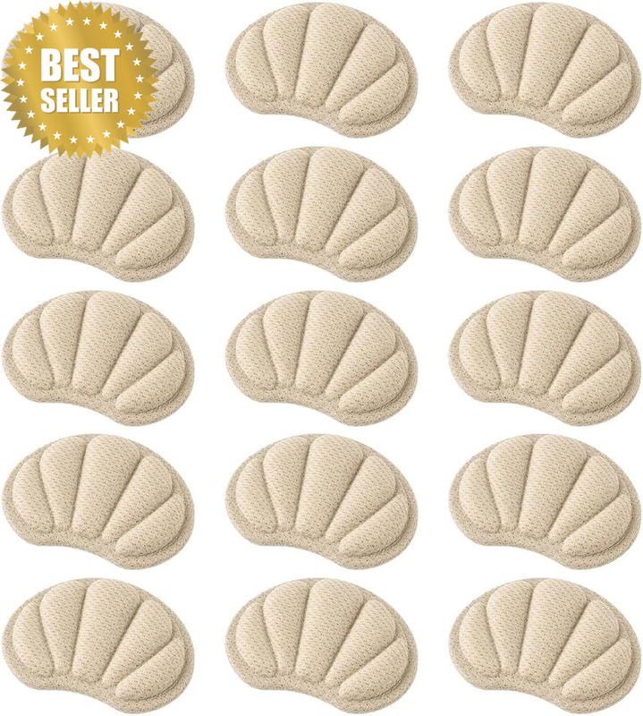 8 Pairs Heel Grips for Loose Shoes Women Men, Beige Anti-Slip Heel Cushion Inser