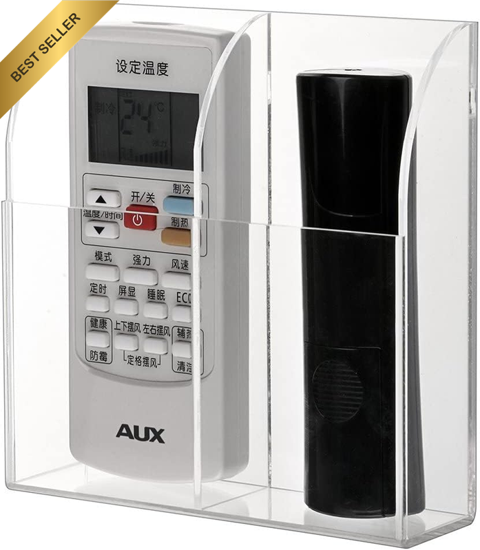 Wall Mount Remote Control Holder Clear Acrylic Media Organizer Storage Box Coffe