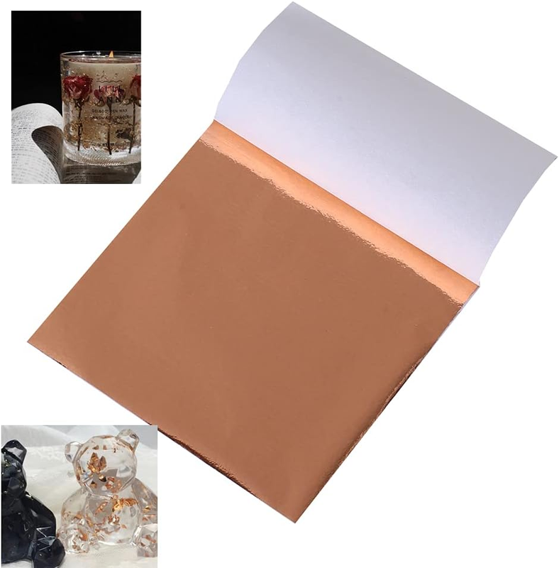 100Sheets Rose Gold Leaf Sheets.Pure Copper Leaf Sheets, Gold Foil Sheets Multip
