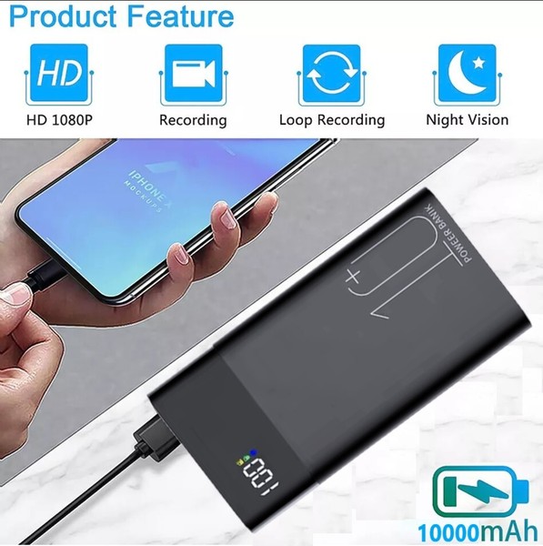 Mini Hidden Camera HD 1080P 10000mAh Power Bank Mini Security Wireless Nanny Cam - Image 7