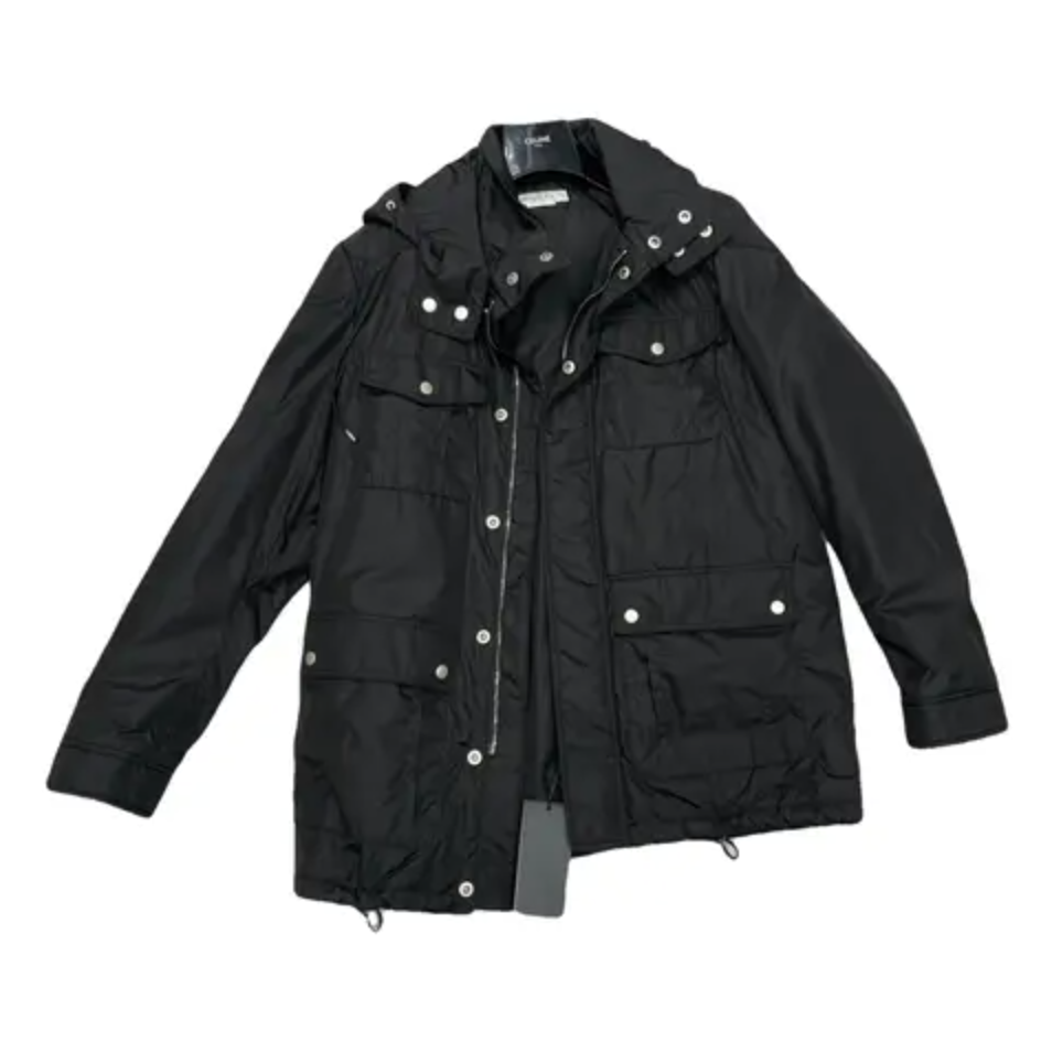 Pre-owned Gucci Authentic Men's Uniform  Black Polyamide Shell Hooded Jacket - Size: 48