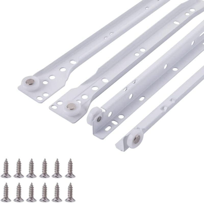 10 In. White Coated Steel Euro Bottom Mount Drawer Slides