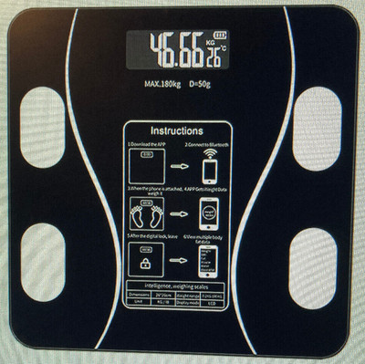 10 Inch x 10 Inch Black Digital Smart Body Fat Scale