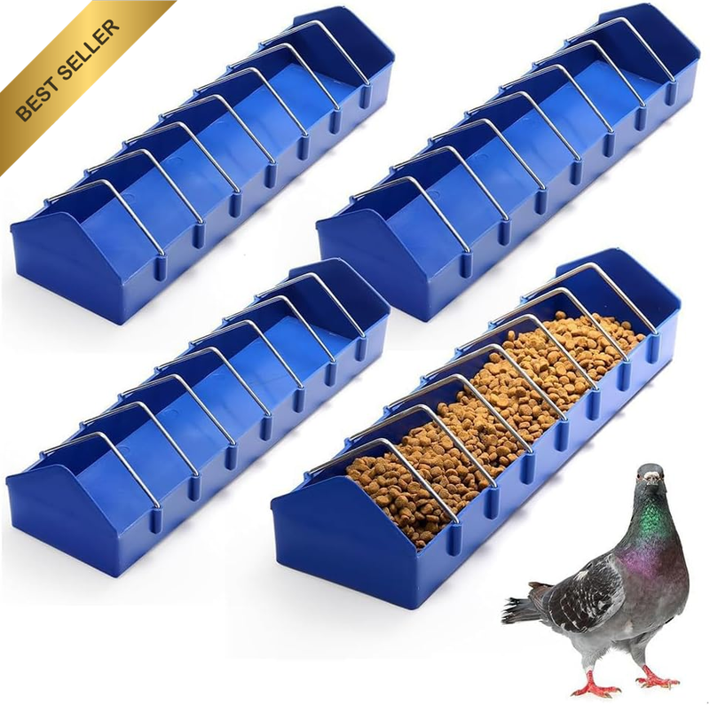 Pigeon Feeder, 4 Pack Plastic Bird Feeders, Durable Trough Container, Bird Feed
